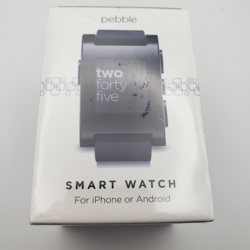 Pebble Smart Watch 301BL E-Paper Bluetooth iOS Android Black New Sealed